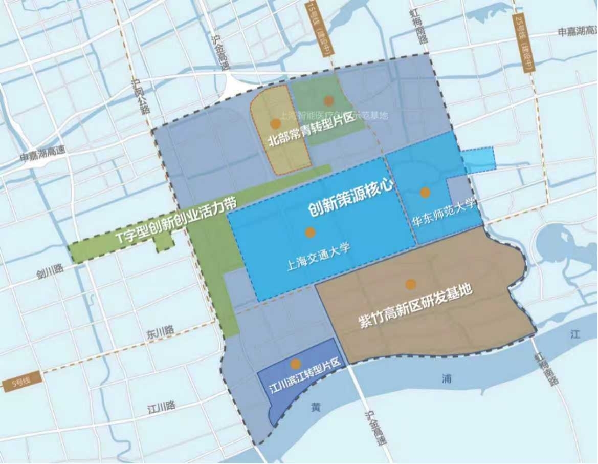 大零号湾核心功能圈布局：创新内核+转化主轴+三大片区